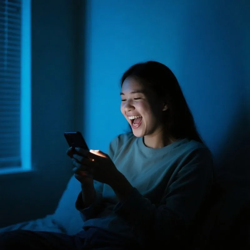 Excited user watching live stream